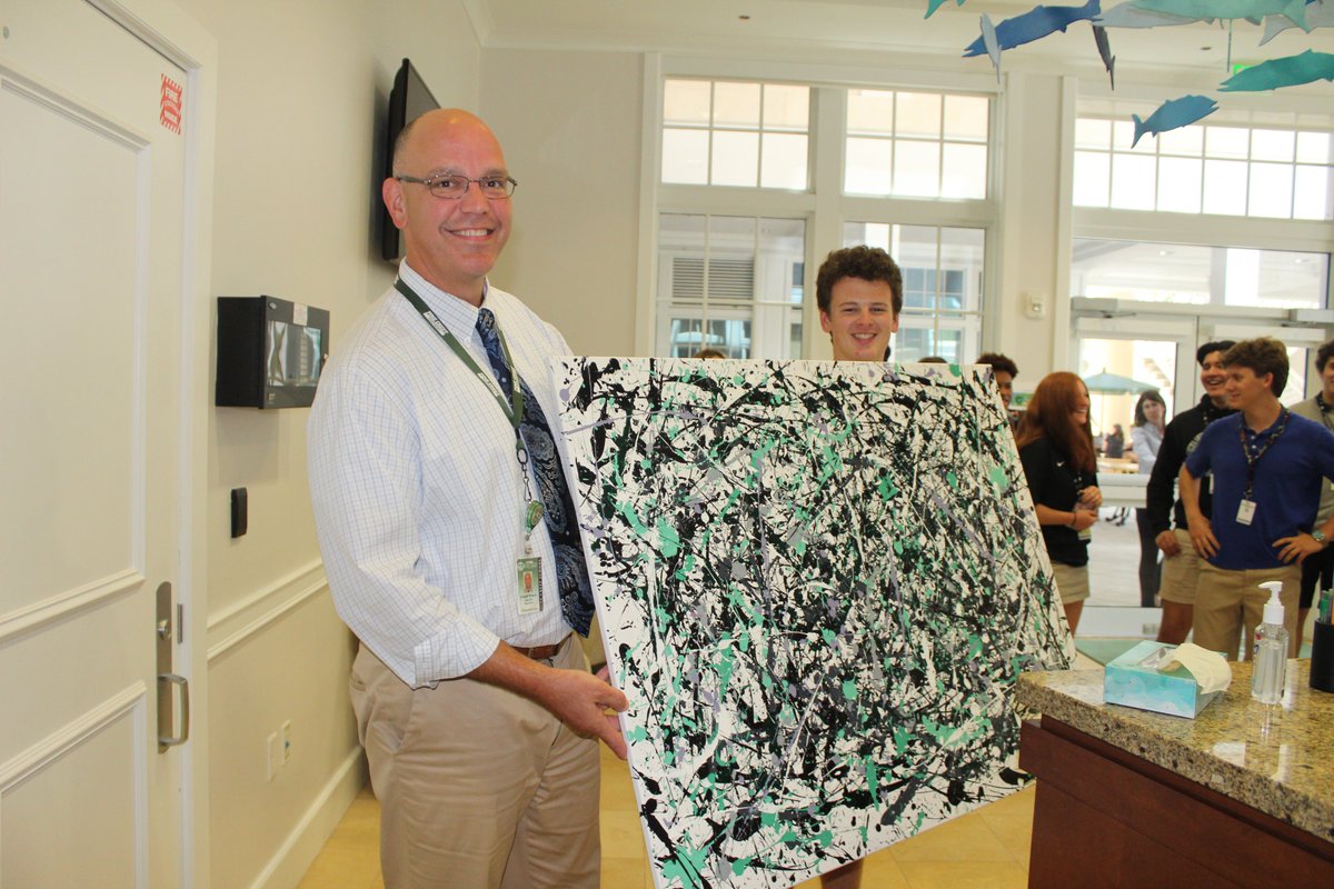 PineCrestArts's tweet image. #PCVisualArts in the Post AP course created their own Jackson Pollock-inspired pieces. They gifted a special Pine Crest one to the #PCUpperSchool office. #PC2023 #PCInspired #PCPantherPride