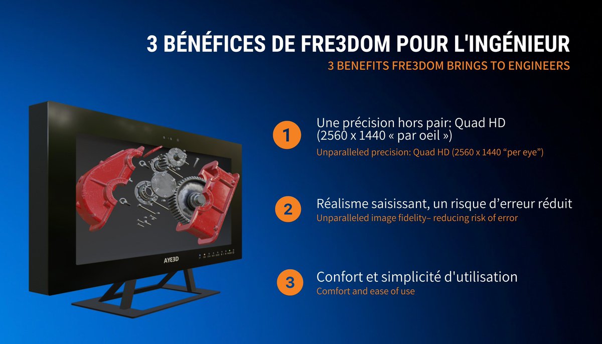 “FRE3DOM™ enhances the understanding of #3D data; it’s makes for more precise and speedy #work.” 
Whether doing #design, #simulations or #analysis with 3D data, our glasses-free 3D monitor improves the precision or #Engineers' work
Contact us lnkd.in/gEkr9PaN