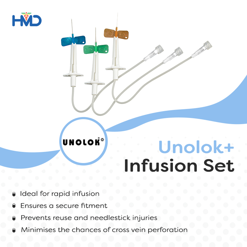 hmdhealthcare's tweet photo. The Unolok+ #infusionset is designed for smooth I.V. infusion of medication. It has a protective shield to guard against secondary needlesticks &amp; a rigid PVC luer lock connector that prevents accidental leakages. 

#HmdProducts #NewProduct #Unolok  #IVInfusion #Medicaldevices https://t.co/f2y7eEM2wA