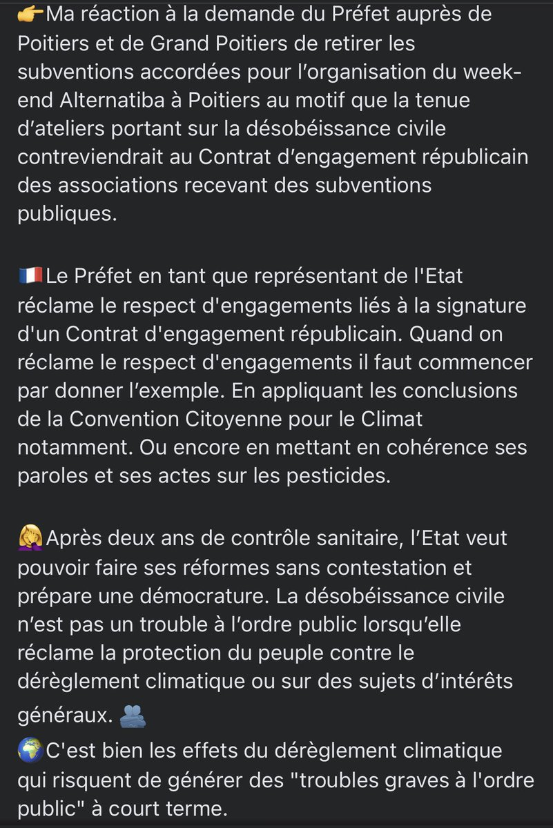LisaBelluco's tweet photo. 📣Ma réaction à la demande du @Prefet86
🔥A court terme, ce sont bien les effets du dérèglement climatique qui risquent de générer des « troubles graves à l’ordre public » et non les associations qui militent pour qu’enfin l’Etat agisse ! #democrature

https://t.co/ZUTxj8OcZl https://t.co/5viLpzz8Es