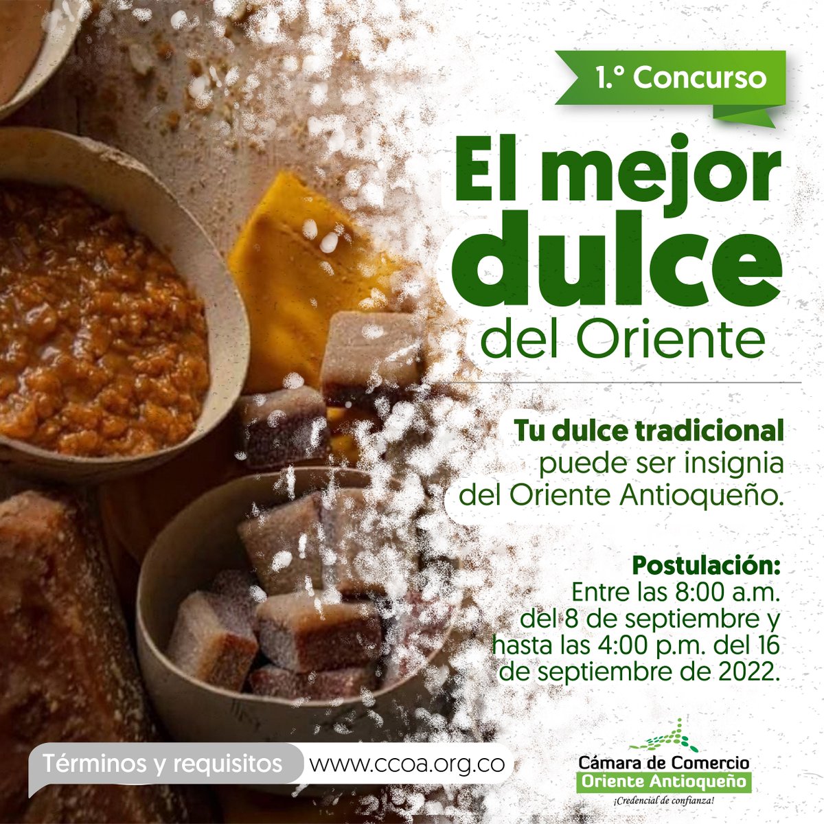 ¿Qué esperas para convertir tu producto en el dulce insignia de la subregión? 🏆Participa y conoce más en 👉🏻 bit.ly/3BsxvUP #Concurso #ElMejorDulceDelOriente #OrienteAntioqueño  #DulceTradicional