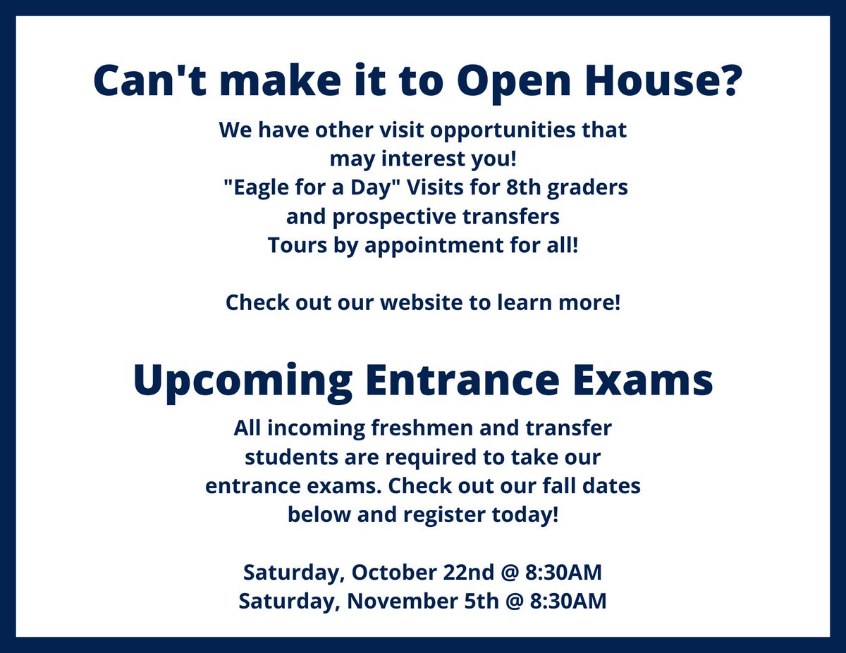 EastCatholicHS's tweet photo. On Thursday, October 6th at 6:30PM our Admissions Office will be hosting our annual Fall Open House! Sign up here: https://t.co/s2b1oAEoK2
All students interested in attending East Catholic are required to take our entrance exam. Sign up here: https://t.co/gJURIzAuvr
#WeAreEC https://t.co/7s3aWw6pca
