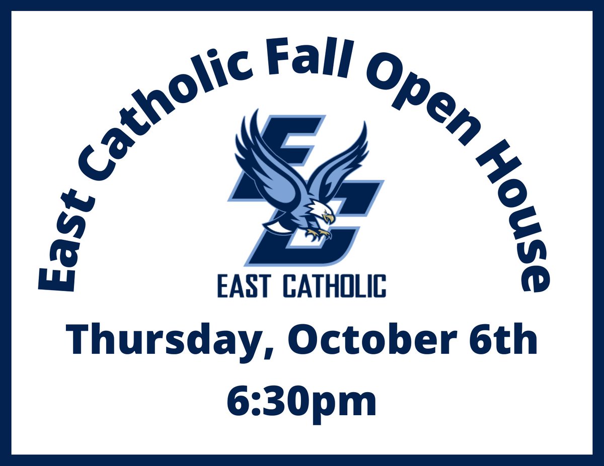 EastCatholicHS's tweet photo. On Thursday, October 6th at 6:30PM our Admissions Office will be hosting our annual Fall Open House! Sign up here: https://t.co/s2b1oAEoK2
All students interested in attending East Catholic are required to take our entrance exam. Sign up here: https://t.co/gJURIzAuvr
#WeAreEC https://t.co/7s3aWw6pca