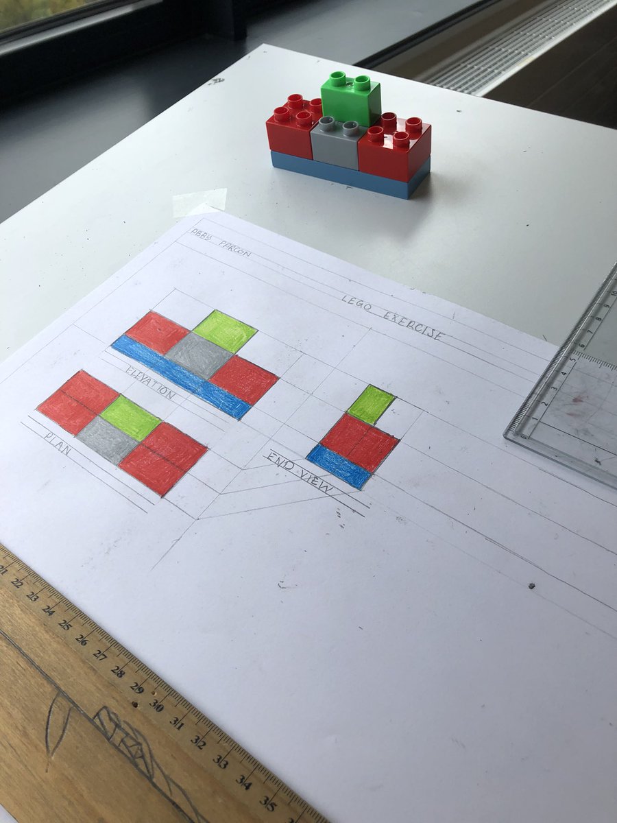 JamesORiordan2's tweet photo. Well worth bringing in my kids Lego for todays orthographic projection lesson as @lecheiless 2nd years showed some great visualisation and drawing skills #jct4 #appliedgraphics #lego #tinkercad https://t.co/PSOdfP58i0