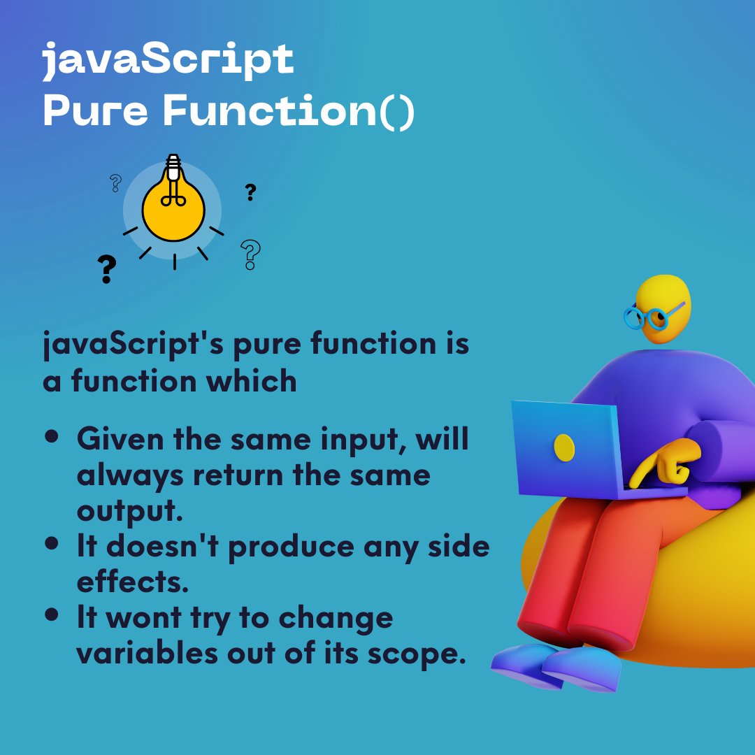 Ferdousr3's tweet image. JavaScript Pure Function.
#javaScript #web_develpment #ReactJs