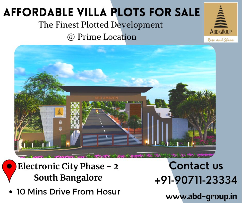 ABDGroup1's tweet photo. Presenting ABD Group - a new initiative of the ABD Group that offers unique Luxurious Villa Plots. Now, enjoy the freedom to live the way you want in your dream home.
Call Now: +91-90711-23334
Visit Site: https://t.co/ELeMT2qXT7
#abdgroups #investmentinbangalore #bestplots https://t.co/qvP7WMMXnu