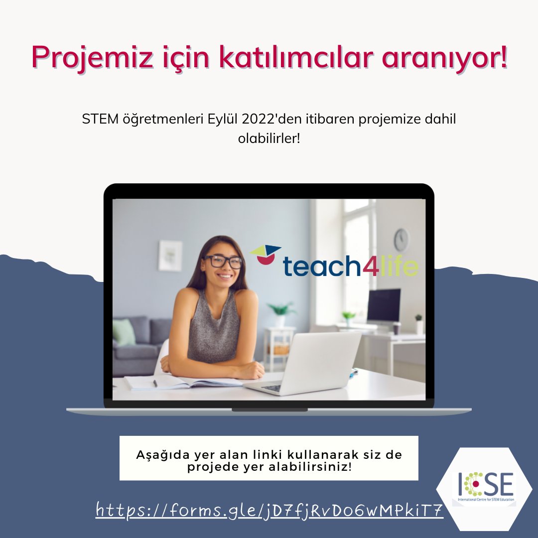 Teach4life'ın çevrimiçi sürekli mesleki gelişim platformu, öğretmenlere bilgi ve yetkinlik geliştirme, STEM uygulama topluluğuna katılma ve STEM öğretim kaynaklarına erişme fırsatı sunmaktadır.
Projede yer almak için: forms.gle/jD7fjRvDo6wMPk…  
Bilgi için: kisa.link/QeFZ