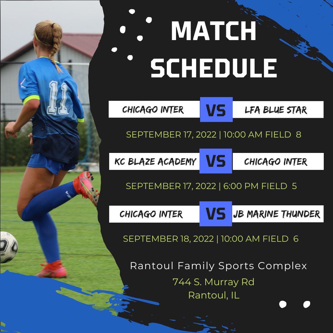 Inter05GBlue's tweet image. USYS Midwest Conference Match Weekend in Rantoul, IL. 3 BIG Prem 1 matches! @chiINTER @USYouthSoccer @ILYOUTHSOCCER @NationalLeague @ncsa @ProScoreSoccer