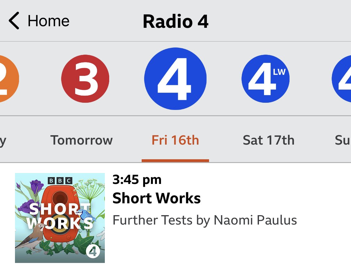 napapolis's tweet photo. My new short story, ‘Further tests’, will be on BBC Radio 4 tomorrow at 3:45pm as part of the Short Works series 📚 https://t.co/T81JDDsbC4
