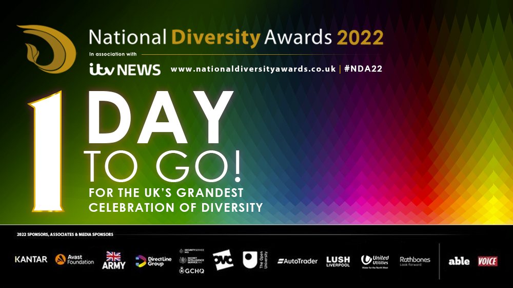 ⭐️ TOMORROW ⭐️

There is just ONE day to go until this years National Diversity Awards!! 

We are so excited to celebrate Diversity and Inclusion with you all! 🤩⭐️

Don’t forget the awards will be LIVE streamed on our YouTube channel!