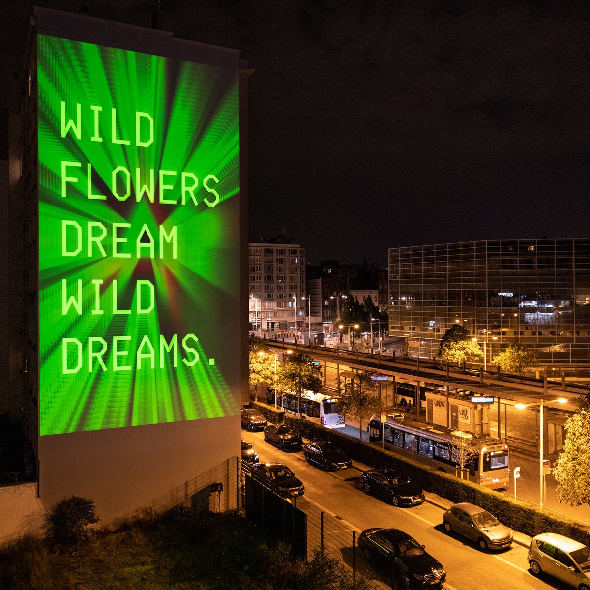 sashastiles's tweet photo. AI poetry writ large. 💚💚💚
Immense thanks to @artcrushproject for exhibiting @technelegy’s words as public art in Brussels, Belgium… https://t.co/UYVkMkbg0F