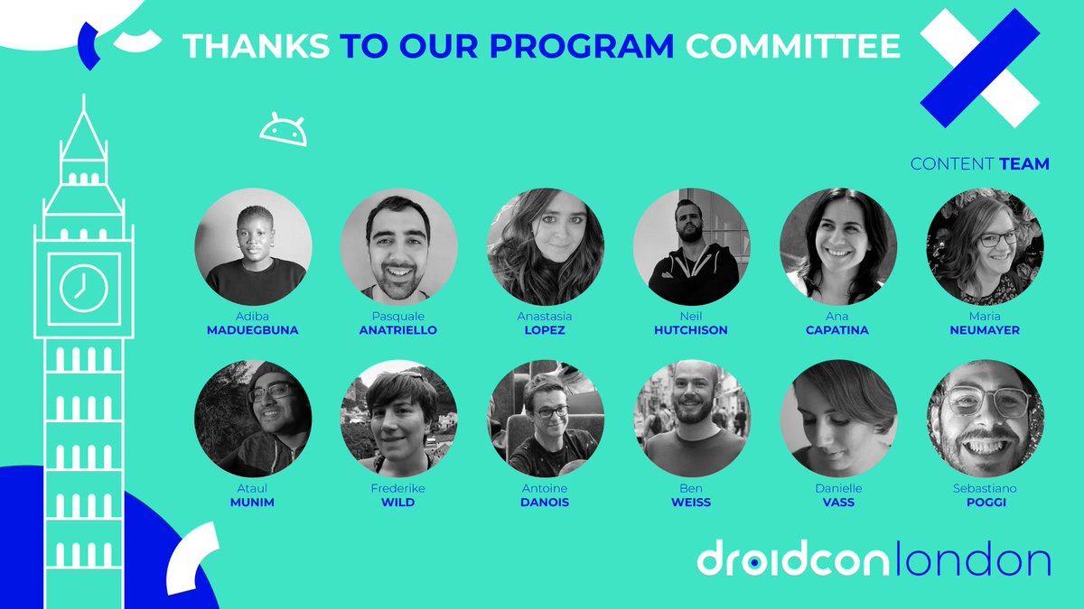 Meet our program committee for #dcldn22! Curated by #AndroidDev's for #AndroidDev's 🇬🇧 <a href="/AdibaMaduegbuna/">Adiba</a>, <a href="/pasqualeanat/">Pasquale Anatriello</a>, <a href="/AnastasiaLopezD/">Anastasia López</a>, <a href="/anikiki00/">Ana Capatina</a>, <a href="/marianeum/">Maria Neumayer</a>, <a href="/ataulm/">Ataul Munim</a>, <a href="/Antoinedroid/">Antoine Danois</a>, <a href="/keyboardsurfer/">Ben Weiss</a>, <a href="/de_velopment/">danielle vass</a> &amp; <a href="/seebrock3r/">🤌 seb@androiddev.social 🐘</a> 

Read more about them: london.droidcon.com/programm-commi…