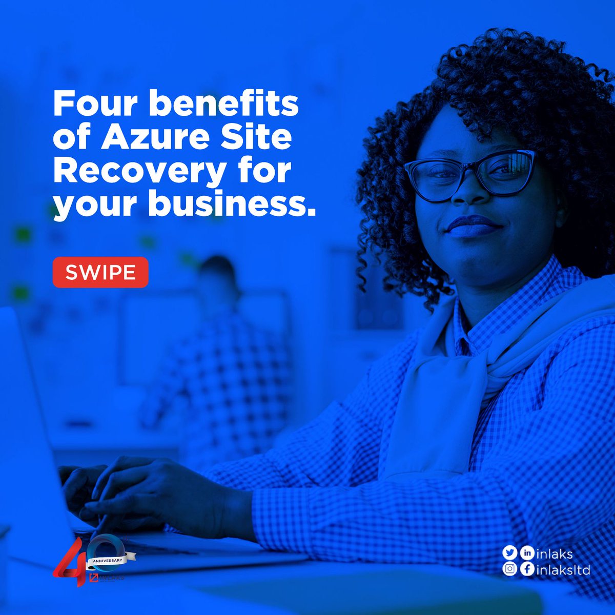 Inlaks's tweet image. Business continuity is vital to every business, and Azure Site Recovery aims to alleviate your worries about it. Swipe the slides to see the benefits of it.

#Inlaks #Microsoft #AzureRecovery #ITCompany