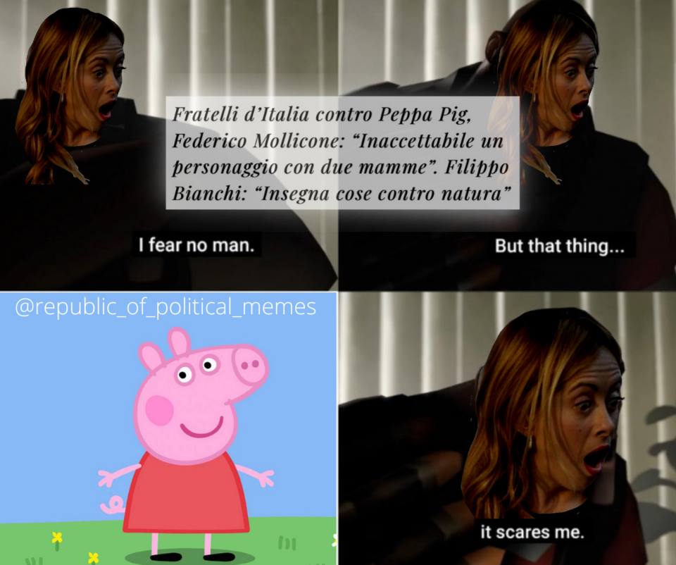 RepublicMemes's tweet photo. Me lo ricordavo diverso Porco Rosso
~dave

#FdI #Meloni #PeppaPig #adozione #LGBT https://t.co/q19o05IByU