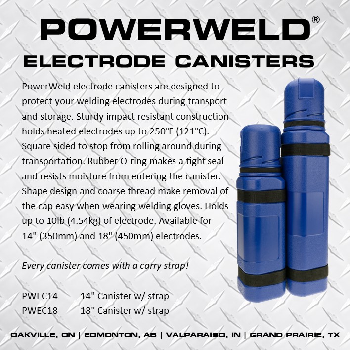 TechniweldCorp's tweet photo. 🚨NEW PRODUCT ALERT🚨 PowerWeld electrode canisters are now in stock and available. Please contact your regional distribution centre for pricing. https://t.co/Ih148W4fLJ
