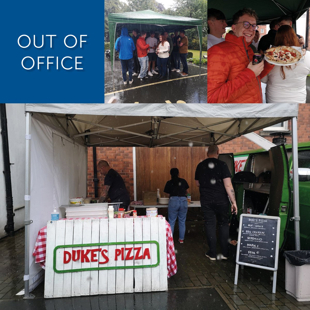 THPArchitects's tweet photo. The Wakefield office enjoyed a selection of wood-smoked pizza's from @DukesPizzaUK mobile oven.
The rain didnβt put anyone off with the food and drink being enjoyed by all!
#architects #THParchitects #social #office #team #pizza #pizzanight #wakefield https://t.co/yJPN6iK9Xd