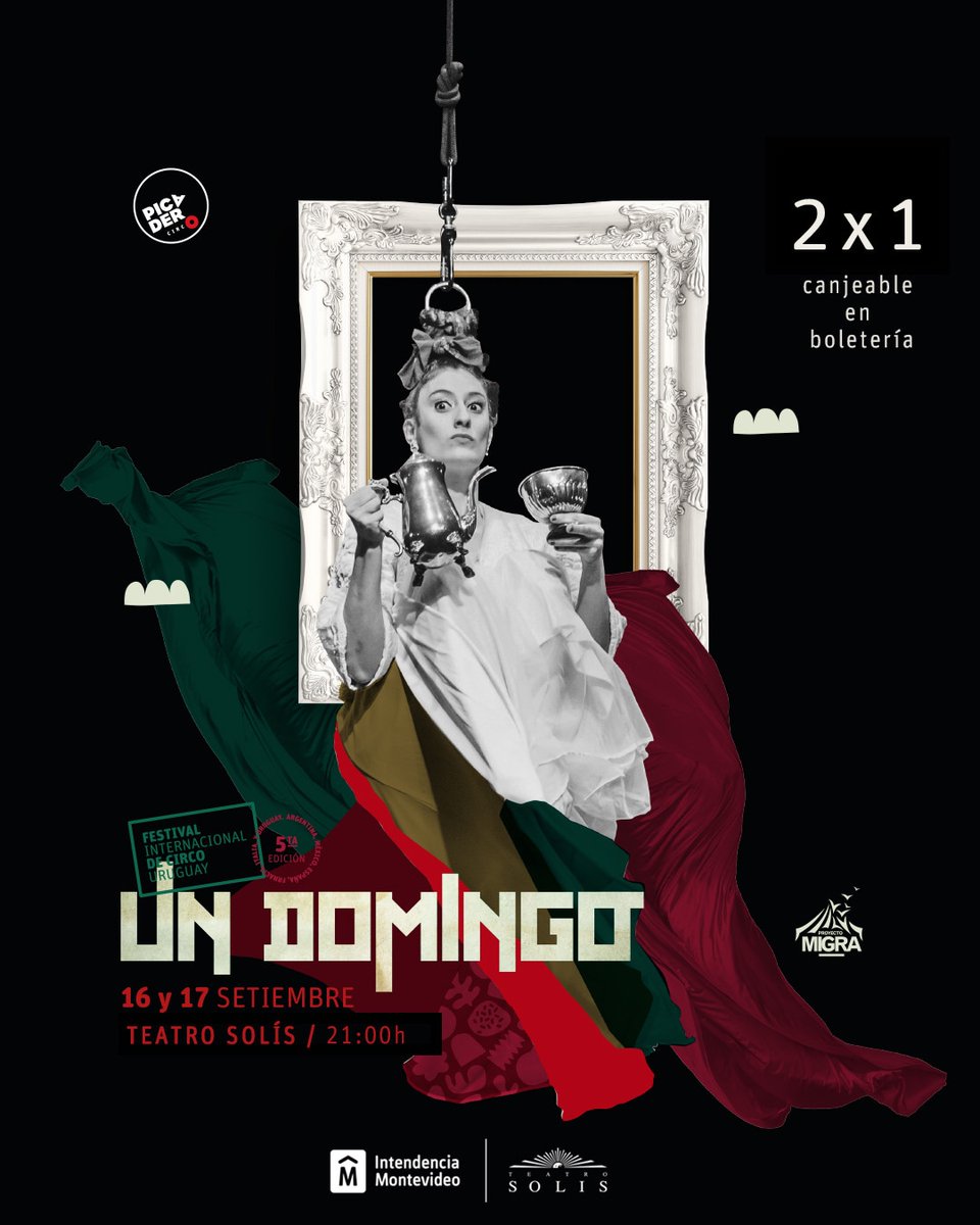 Promo 2x1  para seguidores de <a href="/FICUruguay/">Fic Uruguay</a> presentando esta imágen en boletería del <a href="/TeatroSolis/">Teatro Solís</a>

Acompañanos en la
 𝑨 𝑷 𝑬 𝑹 𝑻 𝑼 𝑹 𝑨!

UN DOMINGO llega desde Argentina para iniciar la fiesta! Vení a disfrutar!!
Info: ficuruguay.com