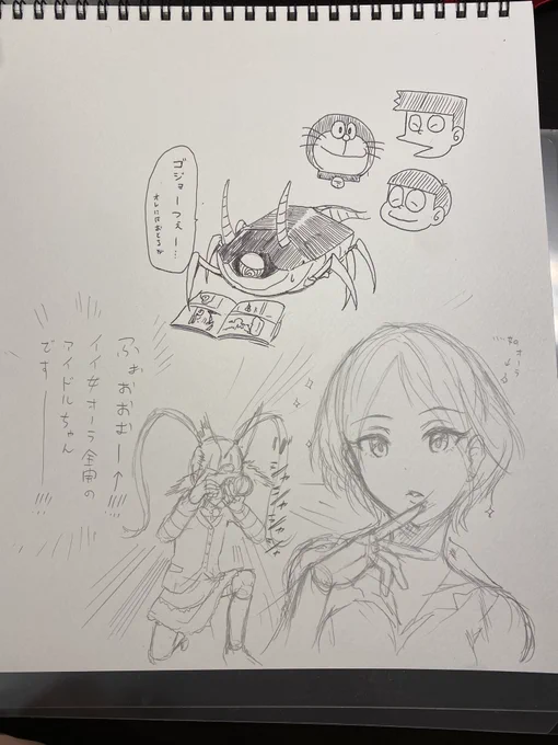 落書きリクエストありがとうございました!あとはドラえもんVSアンパンマンでも描いてシャワー浴びて寝ます。 