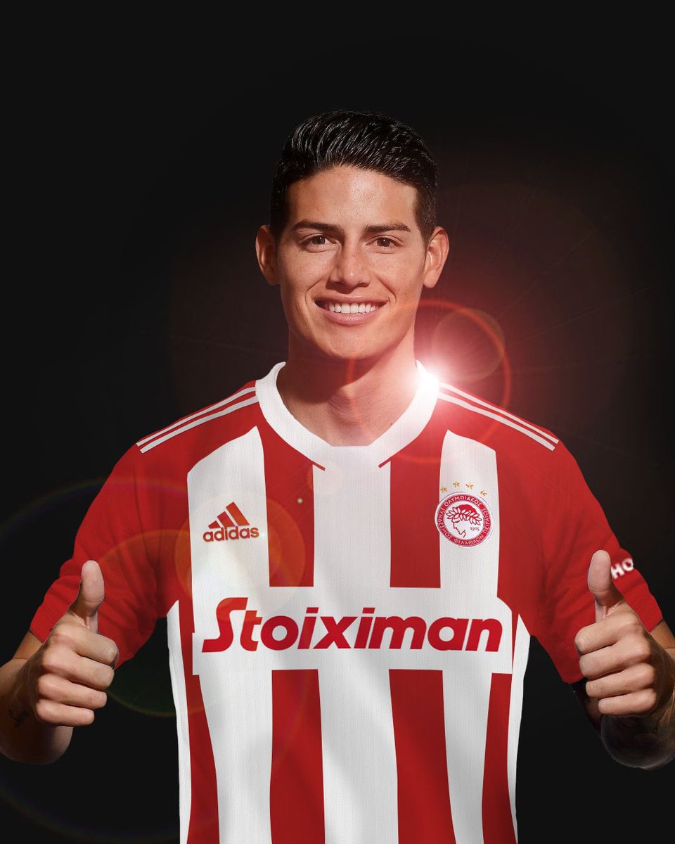 FabrizioRomano's tweet photo. James Rodriguez has signed as new Olympiacos player, here we go and confirmed! Deal completed after medical tests done yesterday. 🚨⚪️🔴 #Olympiacos

Next one for Olympiacos: Bakambu on permanent deal from OM, done and confirmed too. https://t.co/4gMIN89oUN