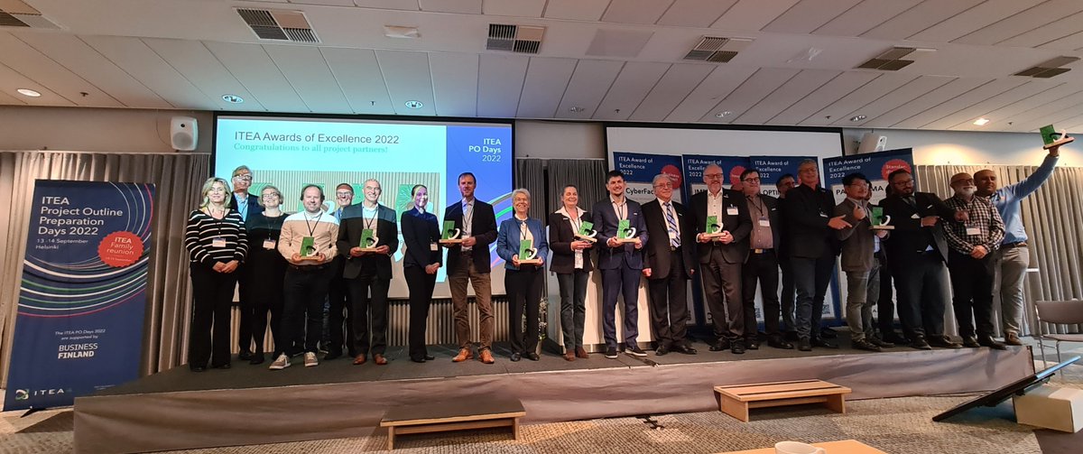 👏We congratulate our outstanding ITEA Awards of Excellence 2022 winners <a href="/CyberFactory_1/">CyberFactory-1</a>, IMPACT, <a href="/optimumplatform/">OPTIMUM Platform</a> and <a href="/PanoramaEng/">Panorama Project</a> 🏆 for their achievements and impact on #FactoryoftheFuture #DataIntelligence in #healthcare #SmartManufacturing #OpenSource #Standardisation