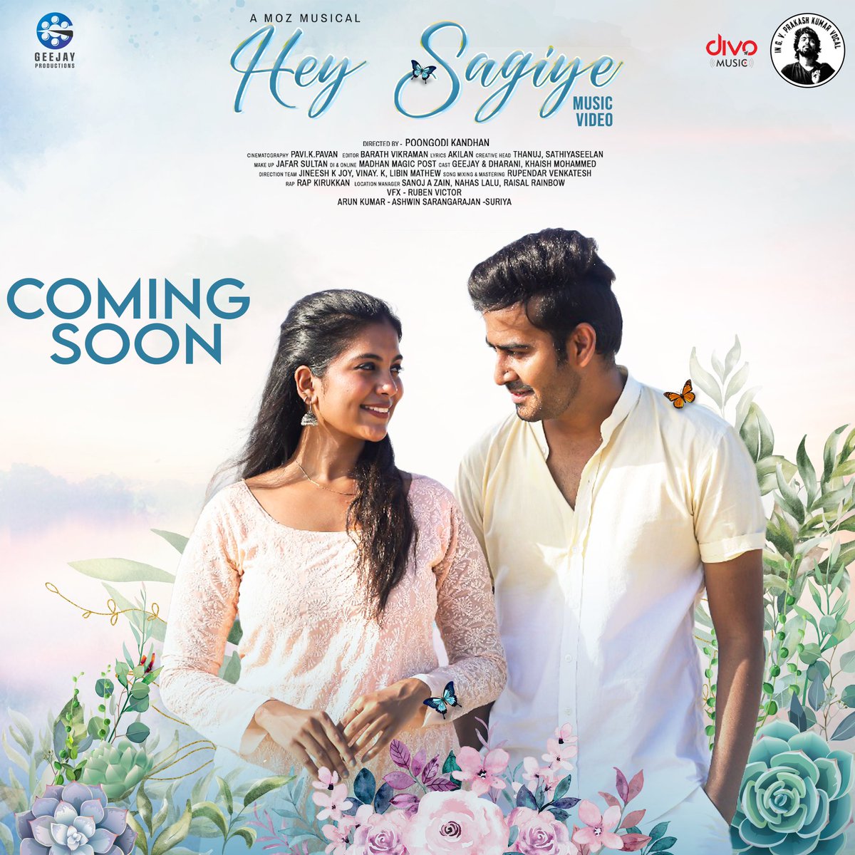 Pavi K Pavan (@pavikpavan1) on Twitter photo Here is the first look #heysagiye
<a href="/gvprakash/">G.V.Prakash Kumar</a> <a href="/poongodi21/">poongodi kandhan</a> <a href="/PaviKPavan1/">Pavi K Pavan</a> <a href="/actorgeejay/">Actor Gee Jay</a> <a href="/MOZmusiq/">MOZ</a> <a href="/AKILANMANI12/">AKILAN MANI</a> <a href="/barathvikraman/">Barath Vikraman</a> <a href="/divomusicindia/">Divo Music</a> Here is the first look #heysagiye
<a href="/gvprakash/">G.V.Prakash Kumar</a> <a href="/poongodi21/">poongodi kandhan</a> <a href="/PaviKPavan1/">Pavi K Pavan</a> <a href="/actorgeejay/">Actor Gee Jay</a> <a href="/MOZmusiq/">MOZ</a> <a href="/AKILANMANI12/">AKILAN MANI</a> <a href="/barathvikraman/">Barath Vikraman</a> <a href="/divomusicindia/">Divo Music</a>