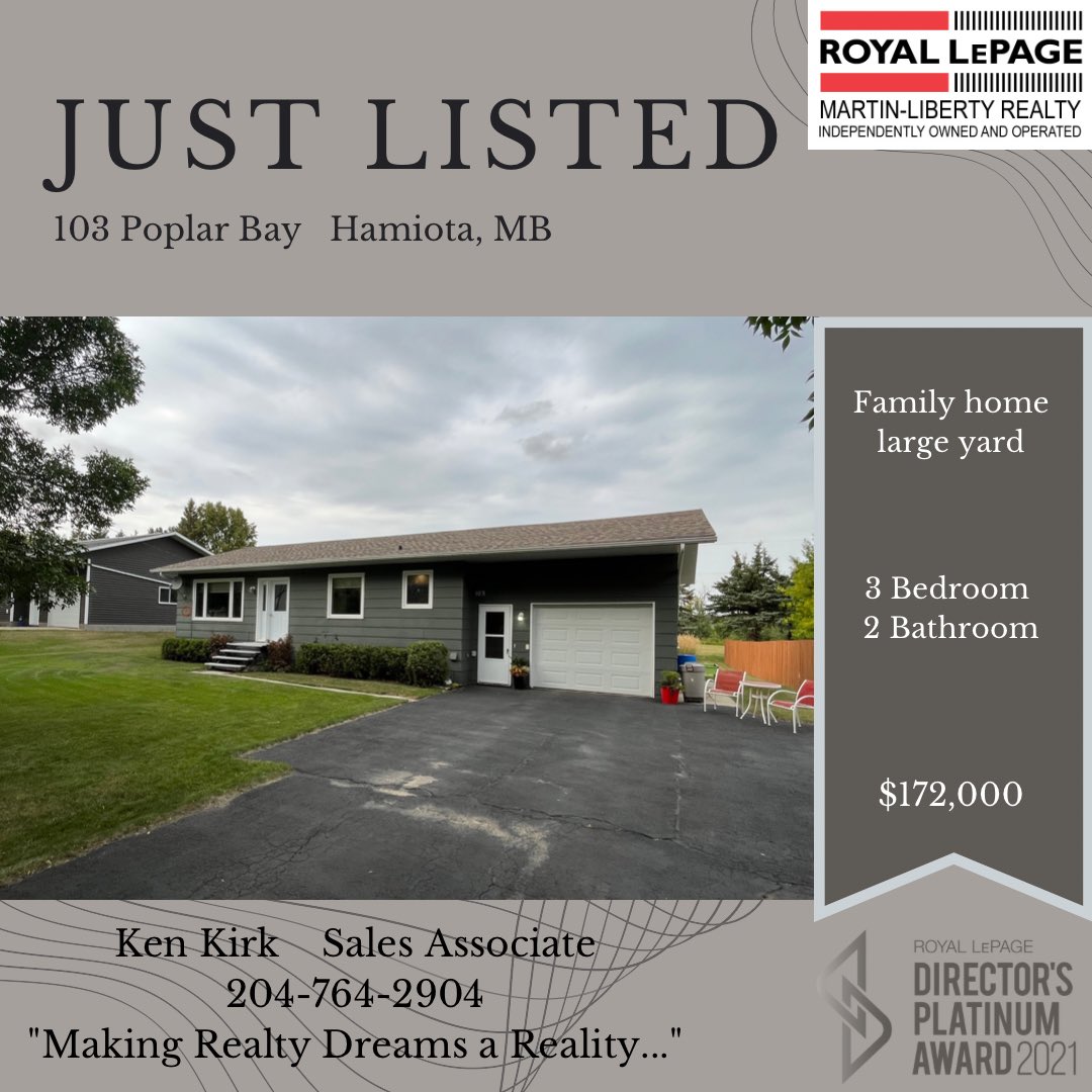 New listing Hamiota!  First time on the market. Great family home in a quiet bay! <a href="/RoyalLePage_Bdn/">Royal LePage Brandon</a>