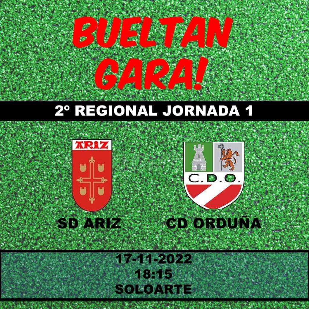 Este Sabado vuelve la competición a Soloarte con el primer partido de la temporada de nuestro equipo de Segunda Regional. Os esperamos a todos allí.

#serdelarizserdiferente