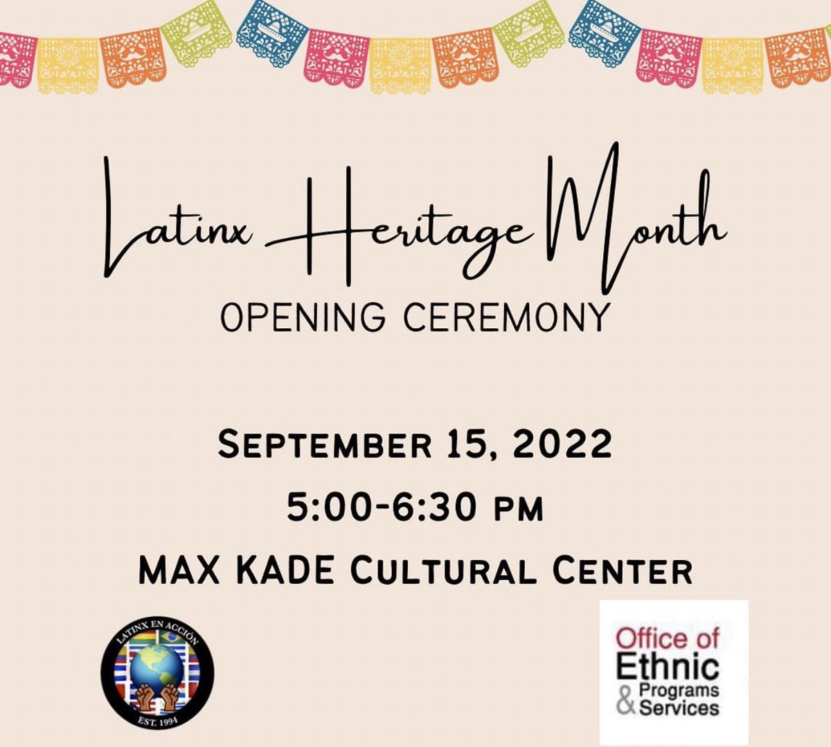 Bearcats 🐾 Today marks the first day of Latinx Heritage Month! Stop by the opening ceremony this evening for food &amp; festivities! <a href="/UC_EPS/">UC Ethnic Programs</a> <a href="/LatinxEnAccion/">Latinx En Acción</a> <a href="/StuAffUC/">UC Student Affairs</a> #LatinxHeritageMonth #LatinidadIsEveryday