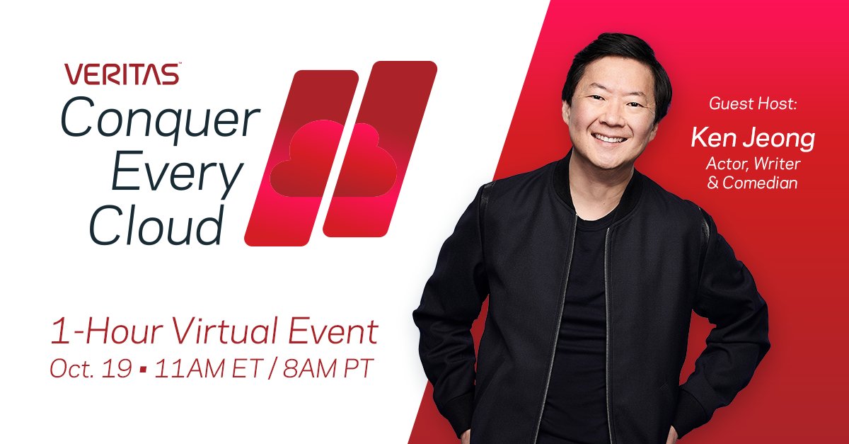 VeritasTechLLC's tweet photo. Surprise! We are thrilled to have @kenjeong as the guest host for our third #ConquerEveryCloud event. Mark your calendars. You won't want to miss this. Details: https://t.co/DqgCMa1Xhy 

#Cloud #TeamVeritas https://t.co/R6EVZzUVd5