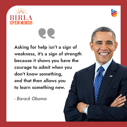 BirlaOpenMind's tweet photo. Asking for help isn’t a sign of weakness; it’s a sign of strength. At BOMIS we always nurture students' curiosity and promote a classroom culture where asking questions is always encouraged. Because the cost of not asking the question can be very steep. 

#BirlaOpenMinds #Obama https://t.co/QMozK72u18