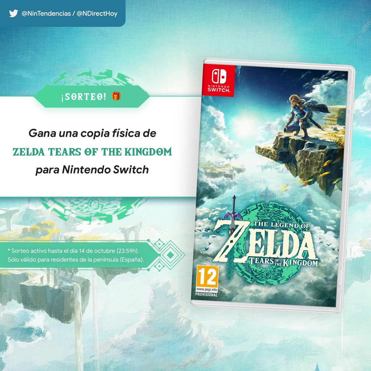 🎁 SORTEO 🎁

¡Sorteamos una copia de #ZeldaTearsoftheKingdom!

Para participar:
1️⃣ Sigue a <a href="/NinTendencias/">Nintendo Alerts</a> y @NDirectHoy 
2️⃣ Haz RT a este tweet
3️⃣ Responde mencionando a 1 amigo

🗓️ Ganador/a 15 de octubre

¡Buena suerte! 🤞🏻🍀
