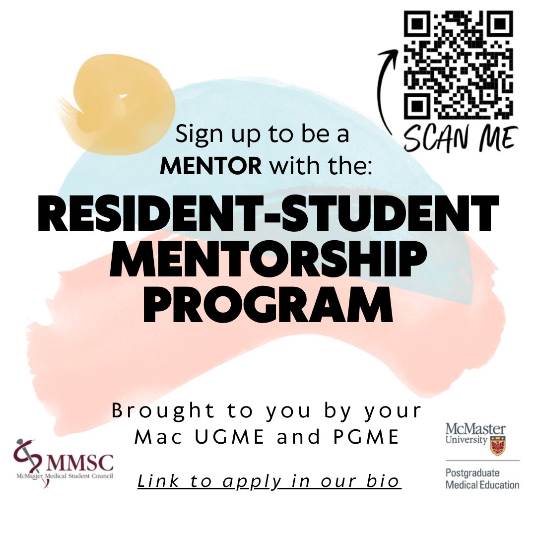 McMasterPGME's tweet photo. #MacPGME residents - interested in mentorship? Looking to impart some wisdom on your future colleagues? β If YES, APPLY to be a resident mentor with the McMaster Resident-Student Mentorship Program (RSMP). Apply by Oct. 15th. β https://t.co/3K9QSB9FxW https://t.co/FdWxKO4qrB