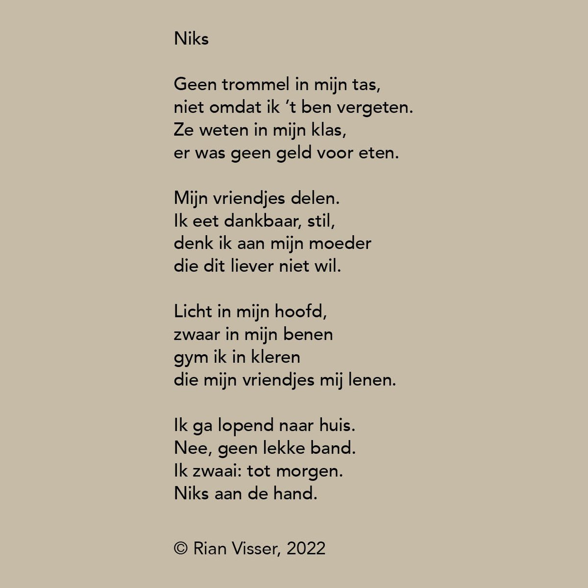 RianVisser's tweet photo. Gedicht 'Niks'. 
#onderwijs #armoede #energiearmoede https://t.co/rgmnR9z1sD
