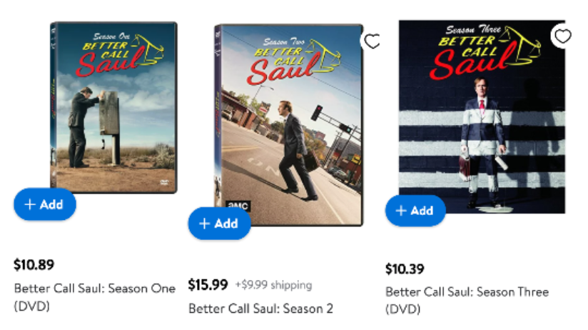 cheaperthannso's tweet photo. The first three seasons of Better Call Saul on DVD are cheaper than Nintendo Switch Online + Expansion Pack. https://t.co/lmCNTvWo9e
