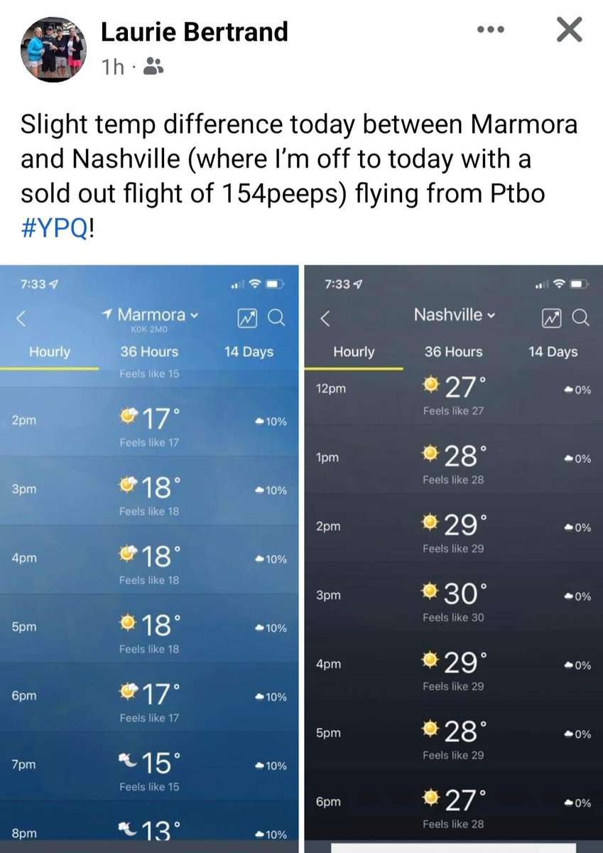 BSTvacations's tweet photo. Looks like it's going to be hot and sunny for our passengers flying direct to Nashville from @PtboAirport today! ☀️🤠
#FlyFromPtbo https://t.co/y0U0HBushV