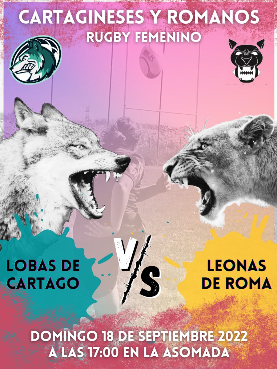 SenadoRomano's tweet photo. 🦁 Nuestras leonas se la juegan... ¡Y VAN CON TODO! 🦁
⭐ LOBAS DE CARTAGO VS. LEONAS DE ROMA ⭐
Recuerda que #Romasiemprevenceasusenemigos

📅 Domingo 18 de septiembre 2022
⏰ 17:00
📍 Colegio La Asomada
¡Te esperamos! 👏

#rugby #rugbyfemenino
#carthaginesesyromanos
#Cartagena https://t.co/P3gWwiNvps