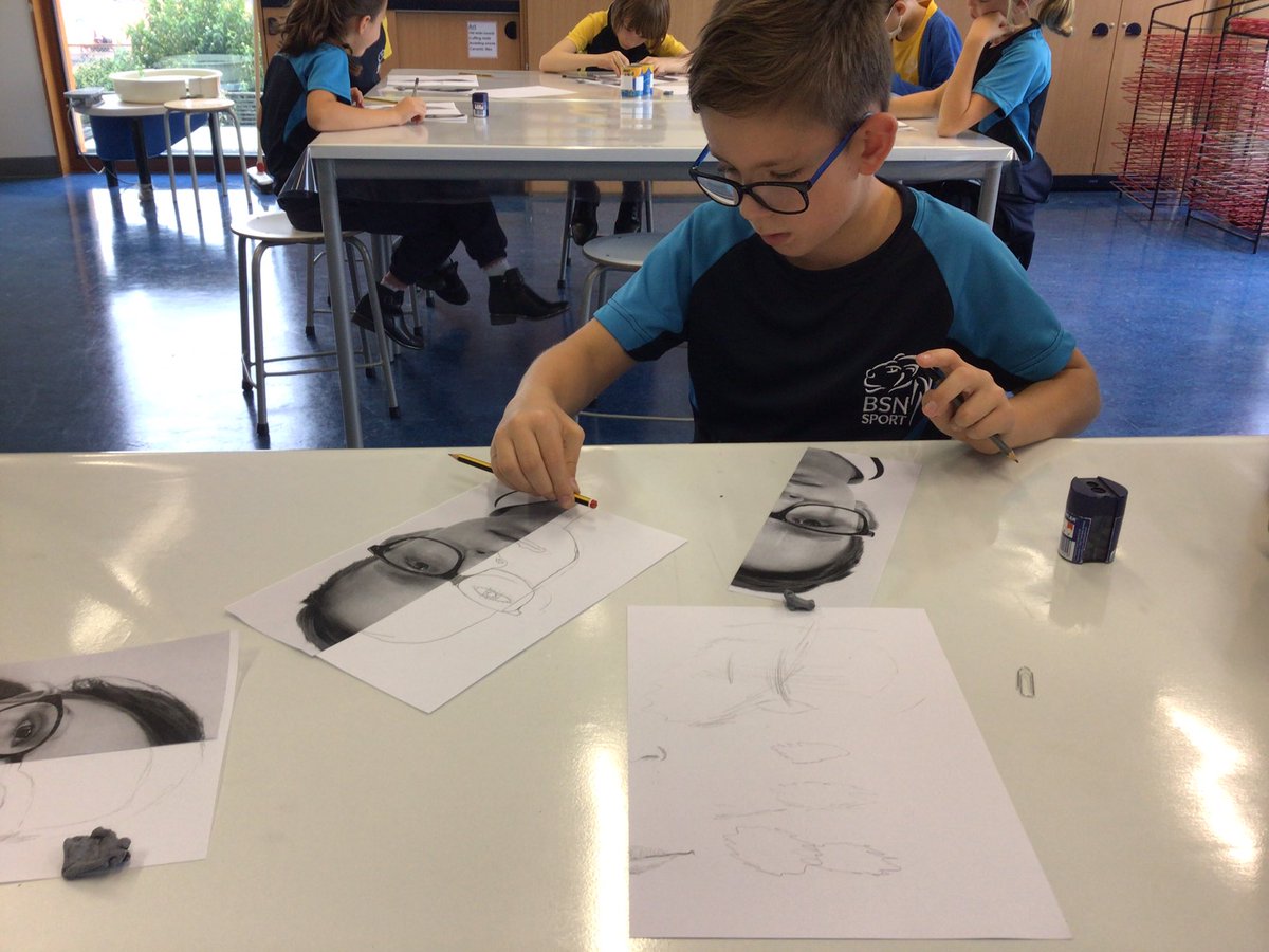BSNJSV's tweet photo. #JSVYear6 are learning different sketching techniques in Art. Today, we are using a pencil to measure and help plot our facial features. #BSNArt https://t.co/dlzXa6L6VW