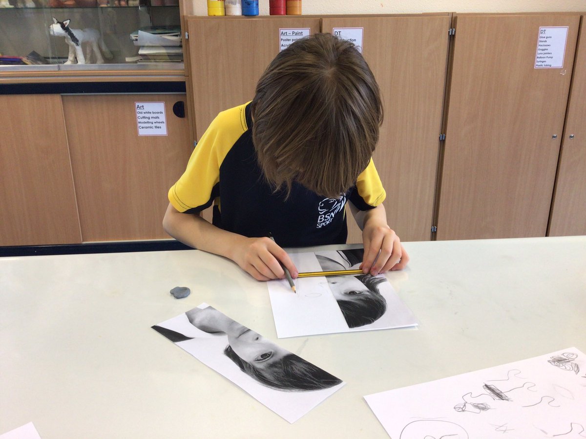 BSNJSV's tweet photo. #JSVYear6 are learning different sketching techniques in Art. Today, we are using a pencil to measure and help plot our facial features. #BSNArt https://t.co/dlzXa6L6VW