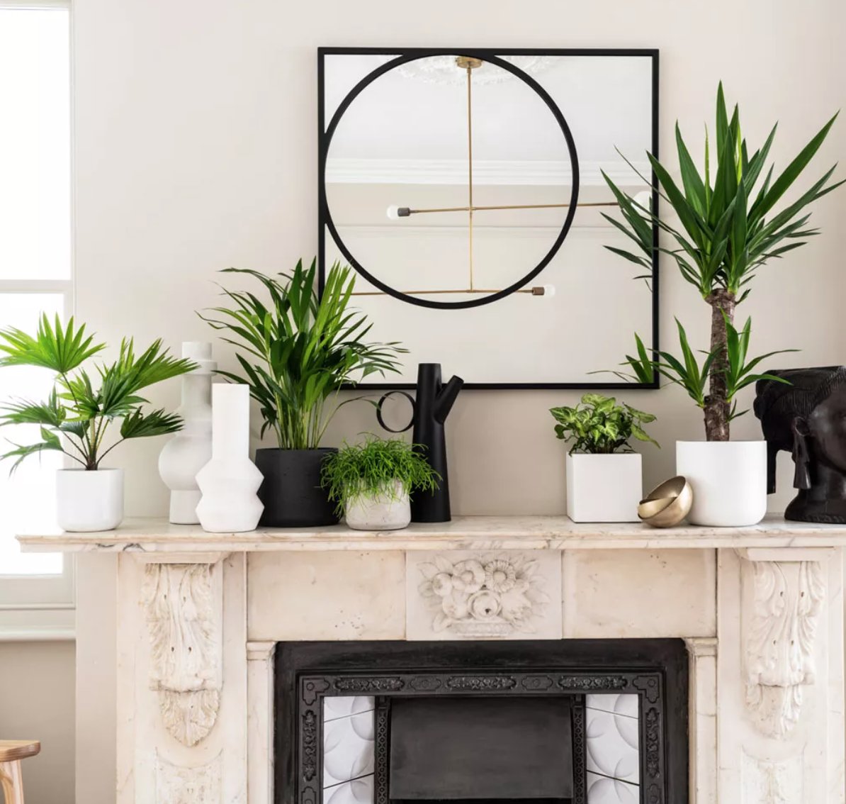 🌿 "Allow your plants to take centre stage by dressing the mantelpiece in any room lucky enough to have one. Use various heights to frame a mirror and create a scale of interest to the display." - <a href="/idealhome/">Ideal Home</a> 🌿 

#InteriorDesign #Interiors #Design #Home #Spaces #Decor