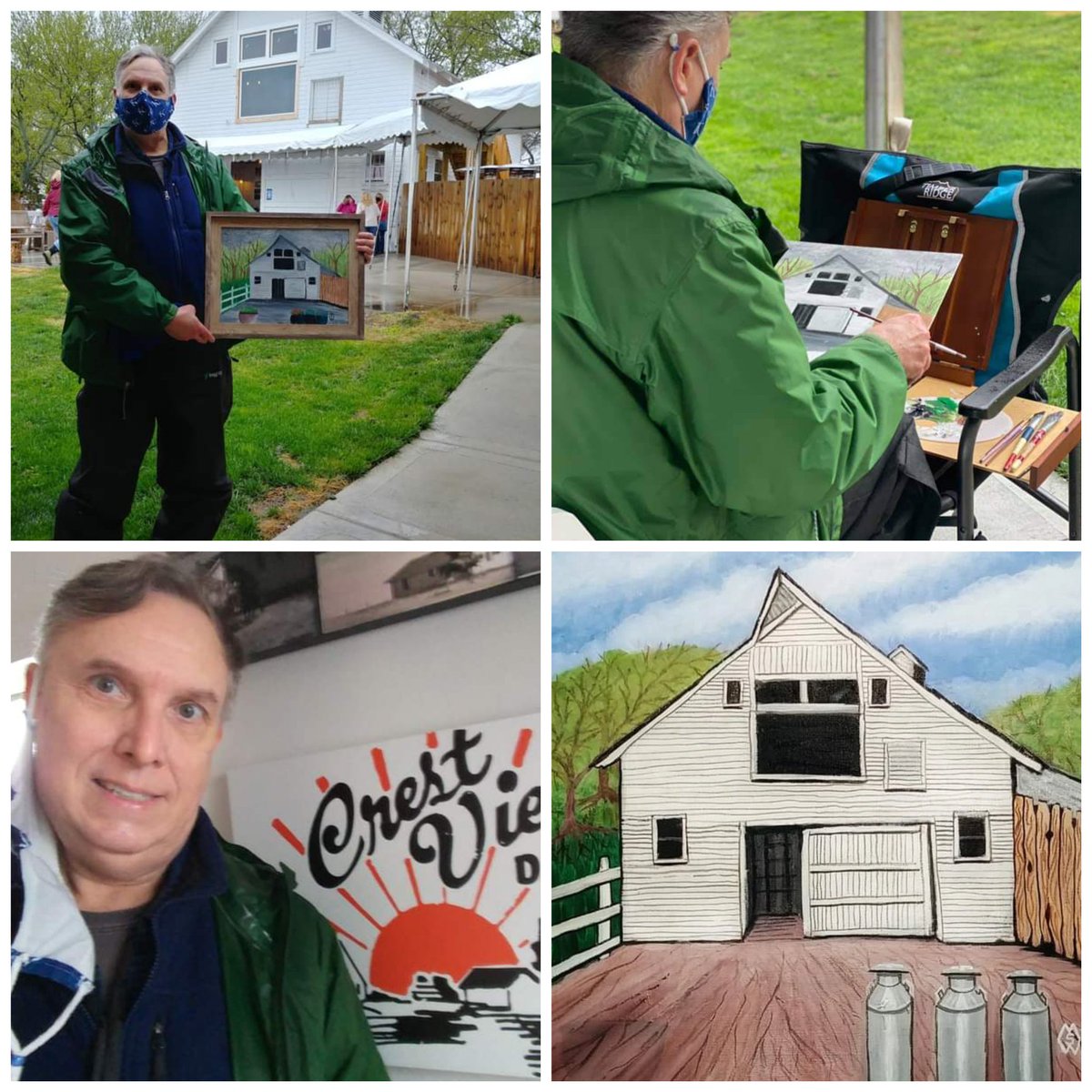 MattStarrFineA1's tweet photo. Here are photos of me painting the white dairy barn with three milk cans in the foreground. https://t.co/msuT5L5IGm
#mattstarrfineart #dairybarn #dairy #dairyfarm #dairyfarmer #farmlife #dairylife #dairyfarming #teamdairy #livestockcomfort #dairycow #cowsignals #barn #farm #art https://t.co/N4RhMWdYmH