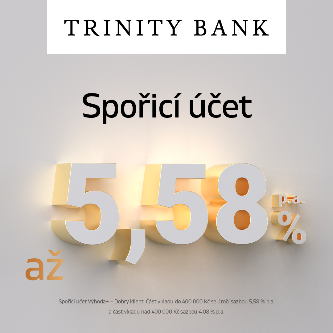 trinitybankcz's tweet photo. Spořicí účet Trinity Bank "Dobrý klient" je aktuálně jedničkou na našem bankovním trhu s nejvyšší sazbou 5,58 % p.a. do výše zůstatku 400 000 Kč.
Info: https://t.co/Q1YHtpUxLN
#trinitybank #banka #finance #penize #sporeni #Czech #sporiciucet #topprodukt https://t.co/GlAFC2cNKq