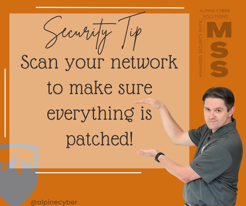 AlpineCyber's tweet photo. Patches? Check. Are you sure? Check again.

It's not just about Windows, you know...

Do you make time for #Cybersecurity? Let Alpine Cyber do it for you with our Managed Security Suite. Get safe - reliably and affordably. https://t.co/7h3wKdWTXa https://t.co/lVfp4Q8QQm