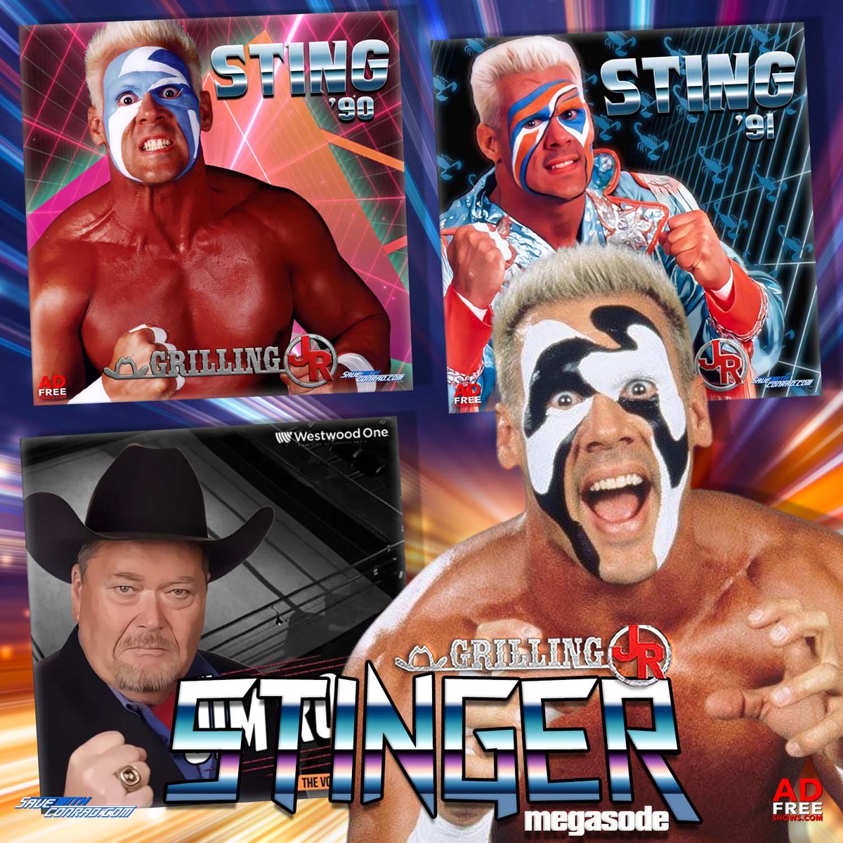 JrGrilling's tweet photo. Legend, babyface, hero, champion, ICON!

Look back into the archives with @JRsBBQ for an examination of one of the biggest stars in the history of the sport!

#GrillingJR: STINGER MEGASODE is available NOW! Get ad-free access exclusively on https://t.co/uzd5DsOY1h https://t.co/8zQoOJ9Pde