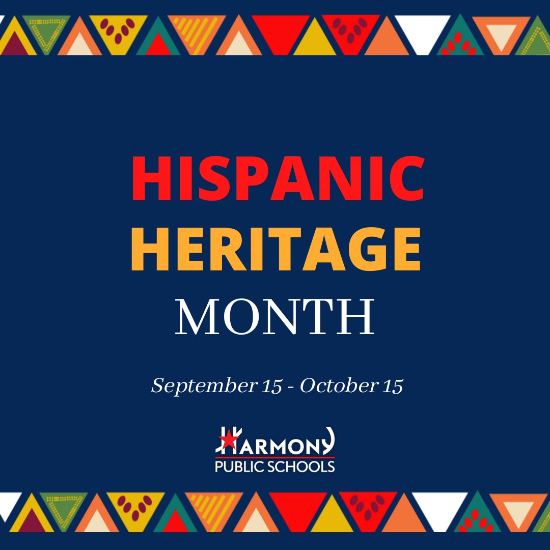 HarmonyEdu's tweet photo. Harmony Public Schools Celebrates Hispanic Heritage Month!

#hispanicheritagemonth #heritage #culture #celebrate 
#k12 #education #texas #latinhistory #history https://t.co/AFycAdUG8g