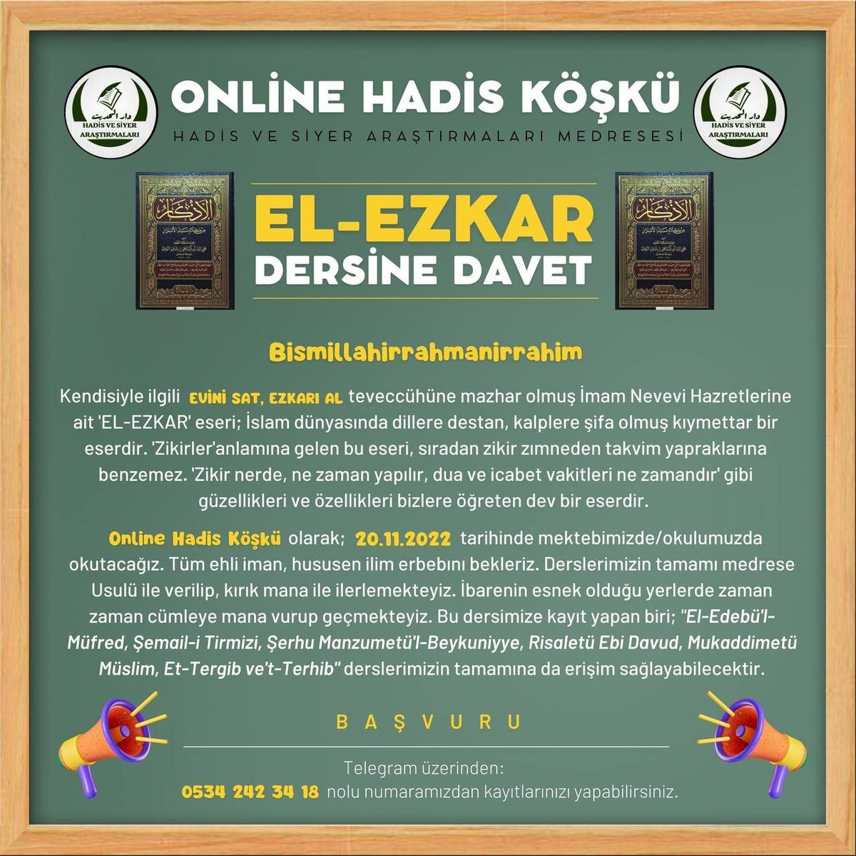 hadis_mektebi's tweet photo. YENİ BİR DERSE DAVET!

'ONLİNE HADİS KÖŞKÜ'; https://t.co/H8RG0nNGZt