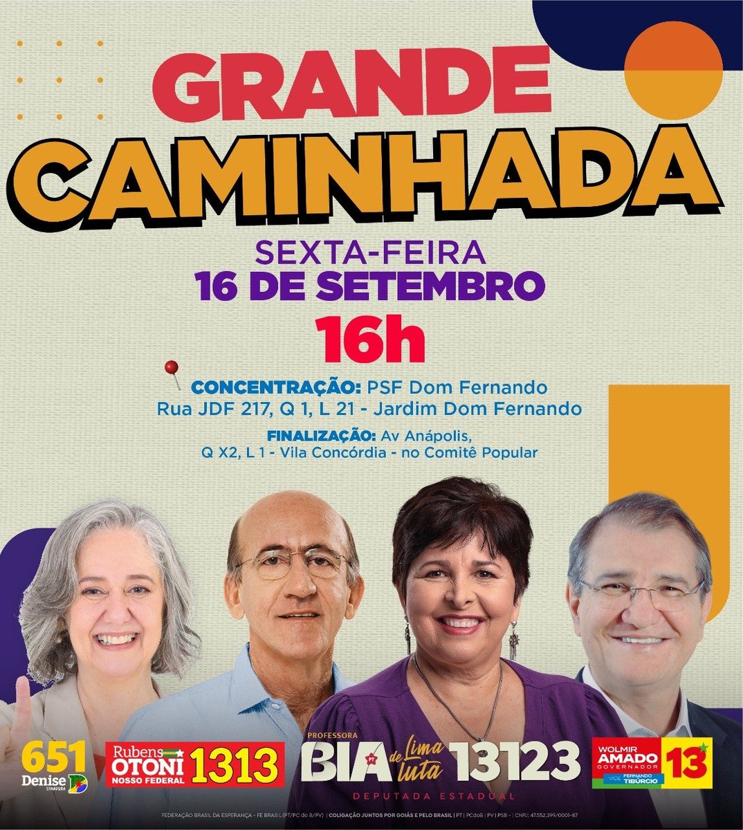 biadelima_'s tweet photo. Bom dia, gente! Venho fazer um convite importante para vocês. Amanhã acontece nossa Grande Caminhada, aqui em Goiânia, para mostrar a força do time do Lula em Goiás. A concentração é no Jardim Dom Fernando, às 16h. Você não pode perder!
#Caminhada #Goiania #16Setembro https://t.co/3B7NflFtRt
