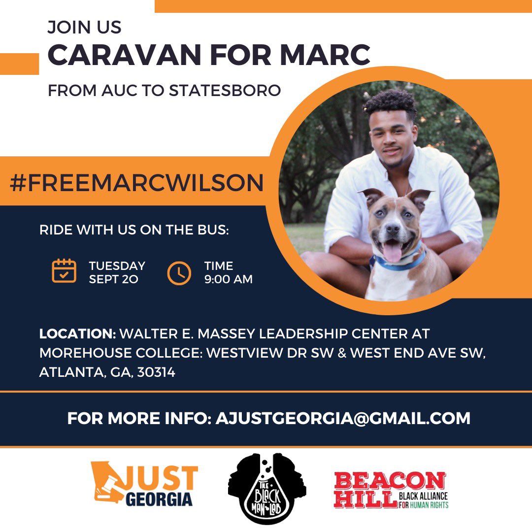 Join us in a caravan for Marc Wilson from the AUC to Statesboro! If you need transportation and would like to join us on the bus, please contact us! We need all eyes on Statesboro!