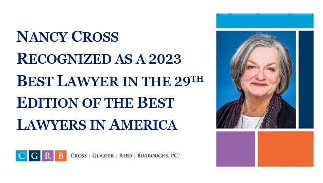 cgrblawfirm's tweet photo. Cross Glazier Reed Burroughs congratulates James Reed, Nancy Cross and Kathryn Burroughs on their recognition as a 2023 Best Lawyer in the 29th Edition of The Best Lawyers in America! We're so proud to have them on our team! 
#indiana #lawyers #familylaw #BestLawyers https://t.co/y6iv2ZMQKI