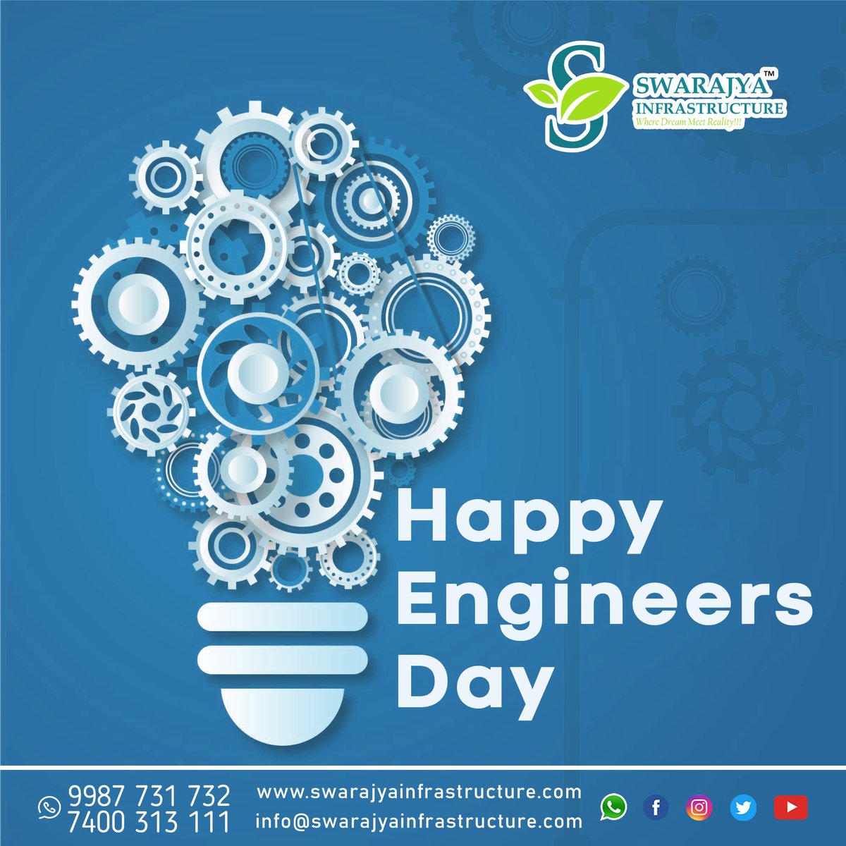SWARAJYAINFRAS2's tweet photo. Happy Engineers Day
from
Swarajya infrastructure.
Visit our office for your Dream Plot
CONTACT FOR MORE DETAIL: 9987731732/ 7400313111
https://t.co/0VJxtOaC7n
https://t.co/pMfCcAl8Au
#chirle #vindhane #borkhar #investmentproperty #Ranjanpada #naplots #commercialplots https://t.co/yLjv8hIq0p