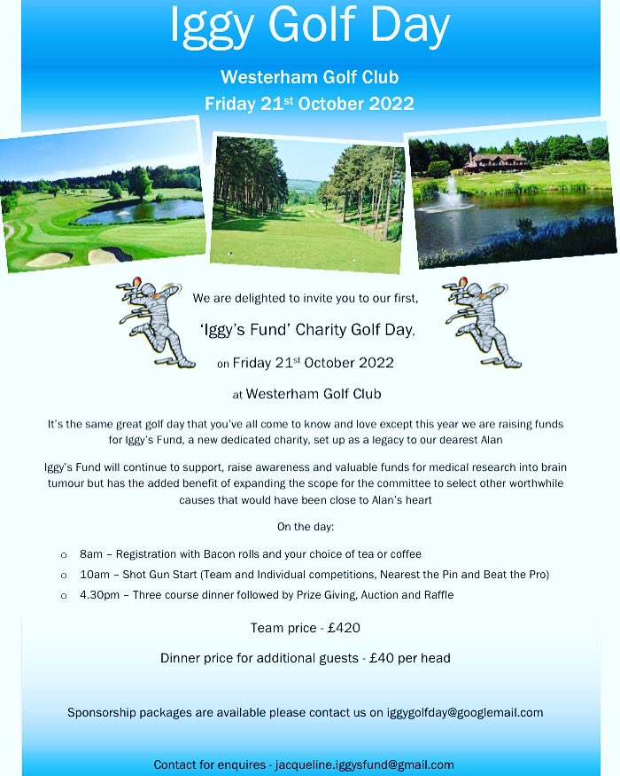 Still places left for the first @IggysFUNd golf day! Please get in touch if you want to join us for a fun day #iggy #iggysfund #befriendly